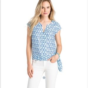 Vineyard Vines Side Tie Lattice Print Top
